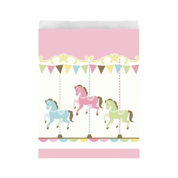 Creative Party Carousel Papperspåsar för fest (8-pack) L Rosa/Vit Pink/White L