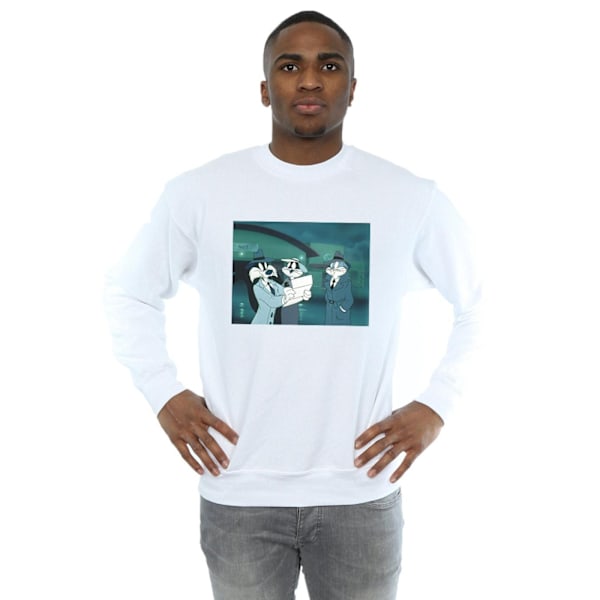 Looney Tunes Mens Bugs Bunny Sylvester Letter Sweatshirt 5XL Wh White 5XL