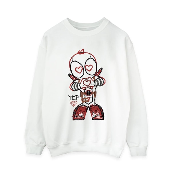 Marvel Womens/Ladies Deadpool Love Beam Line Sweatshirt XL Whit White XL