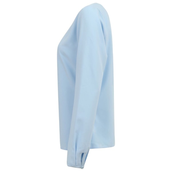 Henbury Långärmad blus XL Lätt B med plissé för dam/dam Light Blue XL