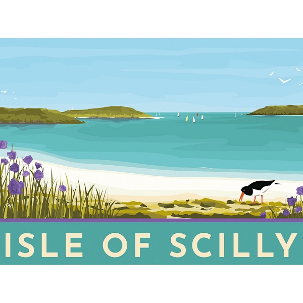 Georgina Westley Isle Of Scilly inramad duktryck 30cm x 40cm Blue/Green 30cm x 40cm