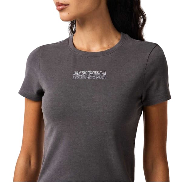 Jack Wills Dam Broderad Croppad T-shirt 8 UK Grå Grey 8 UK