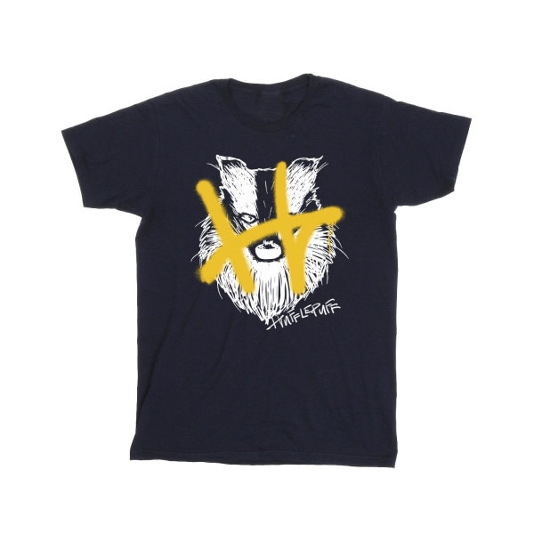 Harry Potter T-shirt för flickor, Hufflepuff, Pop Spray, bomull, 3-4 år Navy Blue 3-4 Years
