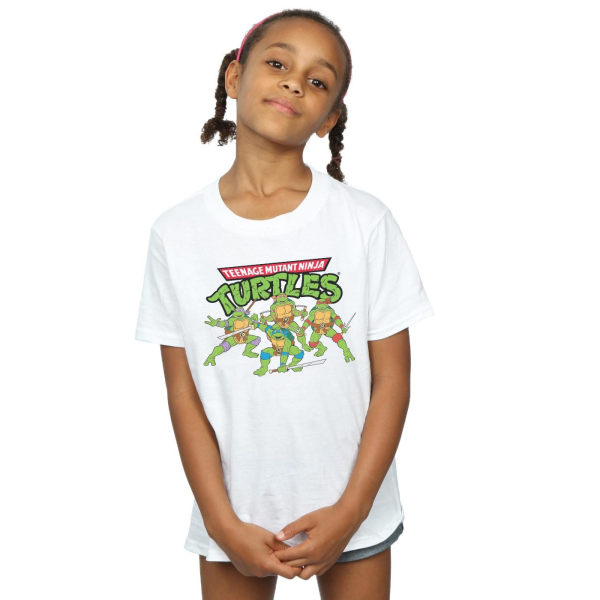TMNT Girls Classic Cartoon Squad Bomull T-shirt 3-4 år Vit White 3-4 Years