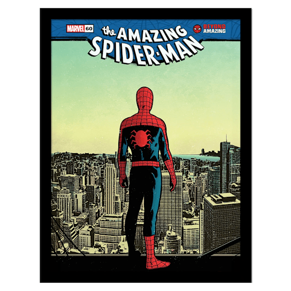 The Amazing Spider-Man Skyline Inramad Affisch 45cm x 35cm x 1.7c Multicoloured 45cm x 35cm x 1.7cm