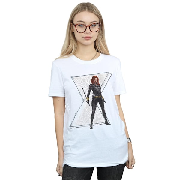 Marvel Womens/Ladies Black Widow Movie Natasha Logo Cotton Boyf White XXL