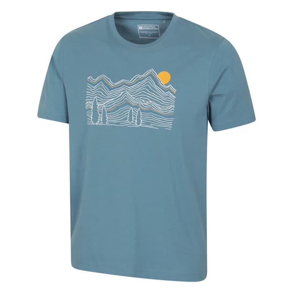 Mountain Warehouse Herr Linear Ekologisk T-shirt L Blå Blue L