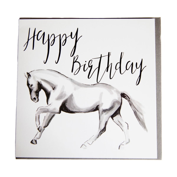 Gubblecote Horsedrawn Grattis på födelsedagen Hälsningskort En one size Wh White/Black One Size