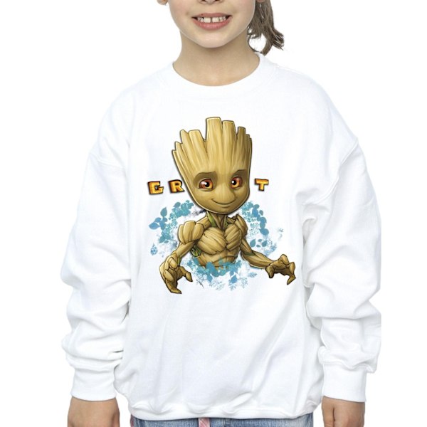 Guardians Of The Galaxy Girls Groot Flowers Sweatshirt 12-13 År White 12-13 Years