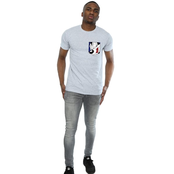 Looney Tunes Herr Pepe Le Pew Ansikte Faux Pocket T-Shirt 3XL Spor Sports Grey 3XL