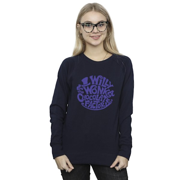 Willy Wonka & The Chocolate Factory Dam/Damer Tryckt Logotyp Sweatshirt Navy Blue M