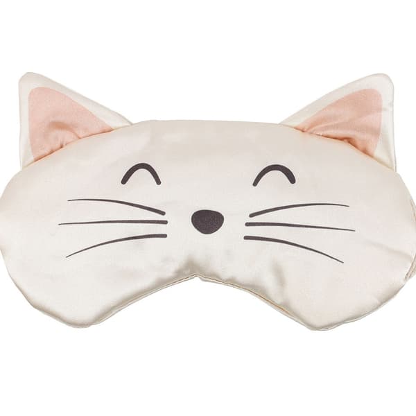 Something Different Ögonmask i Satin med Kattansikte, One Size, Vit White One Size