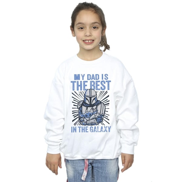 Star Wars Girls Mandalorian Bästa Pappa Sweatshirt 7-8 År Vit White 7-8 Years