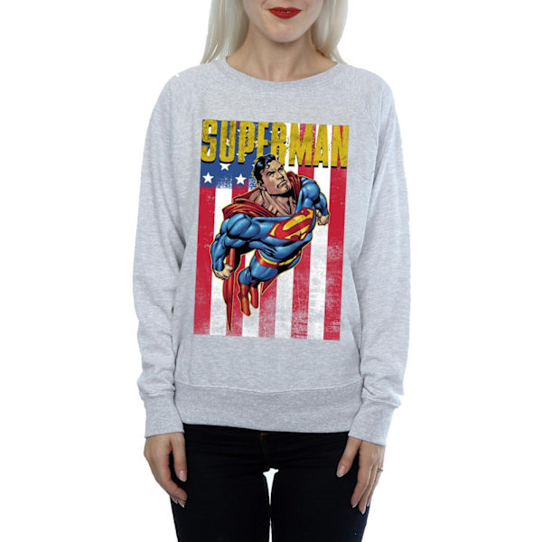 DC Comics Dam/Kvinnor Superman Flight Sweatshirt XS Heather G Heather Grey XS