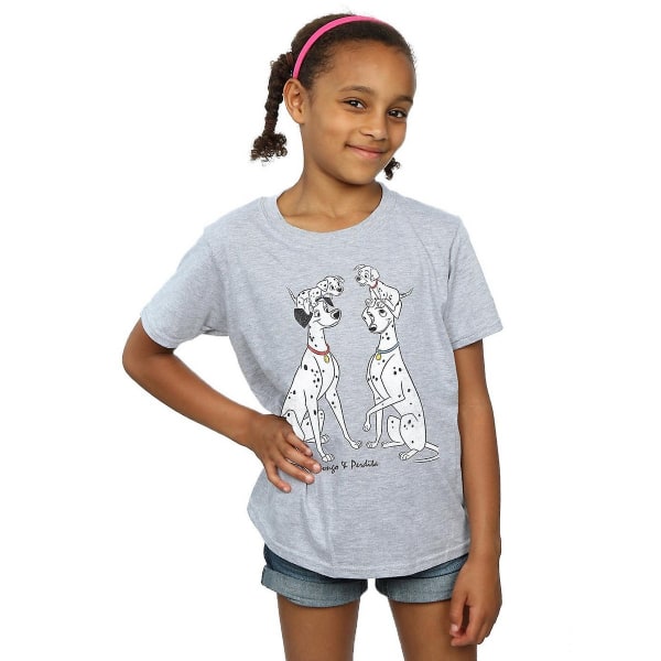 101 Dalmatiner flickor Pongo och Perdita T-shirt 7-8 år Sport Sports Grey 7-8 Years