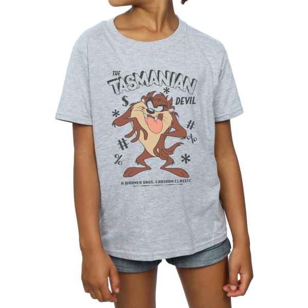 Looney Tunes Girls Vintage Tasmanian Devil Bomull T-shirt 12-13 Sports Grey 12-13 Years