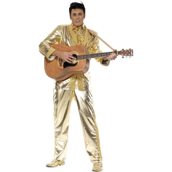 Elvis Presley Herr Glänsande Kostym L Guld Gold L