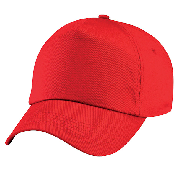 Beechfield Plain Unisex Junior Original 5 Panel Baseball Cap On Bright Red One Size