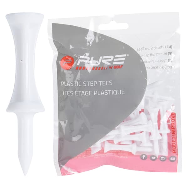 Pure2improve Steg Plast Golf Tees (25-pack) 53mm Vit White 53mm