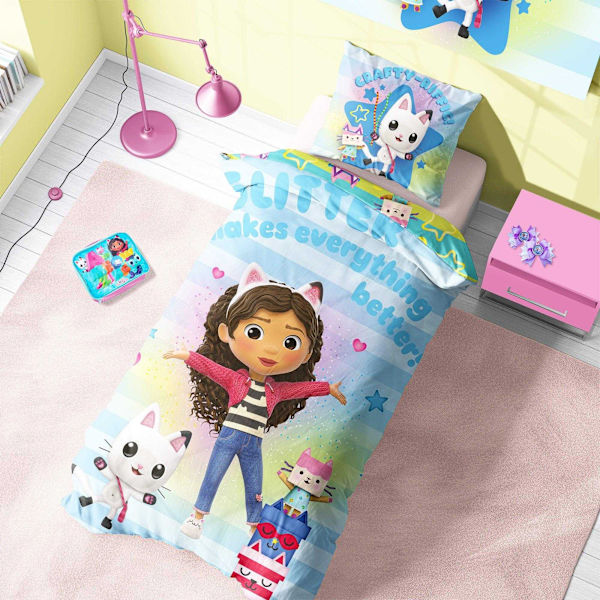 Gabby´s Dollhouse Glitter Makes Everything Better Vändbart Påslakan Multicoloured Single