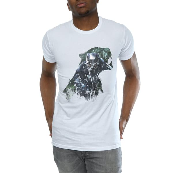 Marvel Herr Svart Panter Vild Silhuett T-Shirt M Vit White M