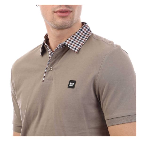 Weekend Offender Herr Rutig Krage Bomull Pikétröja XL Stone Stone XL