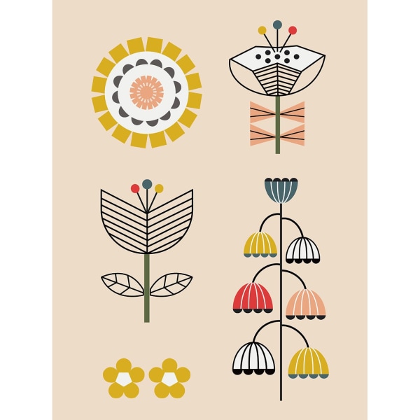 Lyndy Hants Mixed Flowers I Print 40cm x 30cm Peach/Yell Peach/Yellow 40cm x 30cm