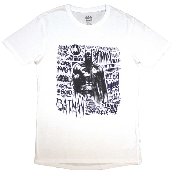 Batman Unisex Vuxen Scribbler T-Shirt XXL Vit White XXL