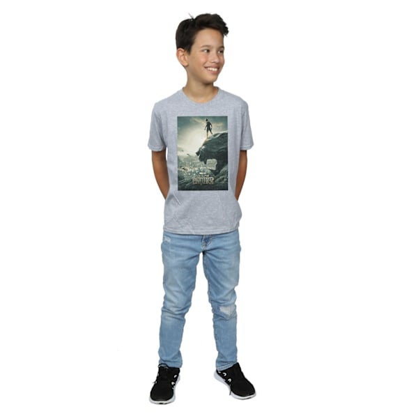 Marvel Boys Black Panther Poster T-Shirt 5-6 år Sports Grey Sports Grey 5-6 Years