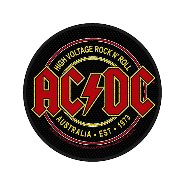 AC/DC High Voltage Rock N Roll Vävda Patch En Storlek Svart/Röd Black/Red One Size