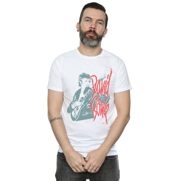 David Bowie Herr Mono Gitarr T-Shirt 5XL Vit White 5XL