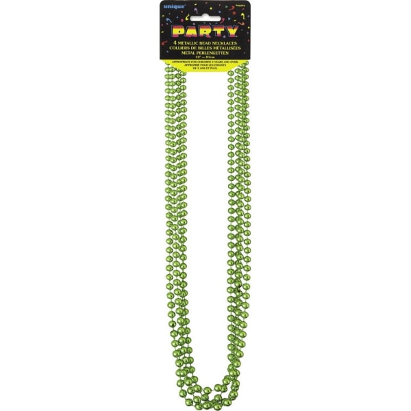 Unikt metallhalsband med pärlor för fest (paket med 4) Lime i en one size Lime Green One Size
