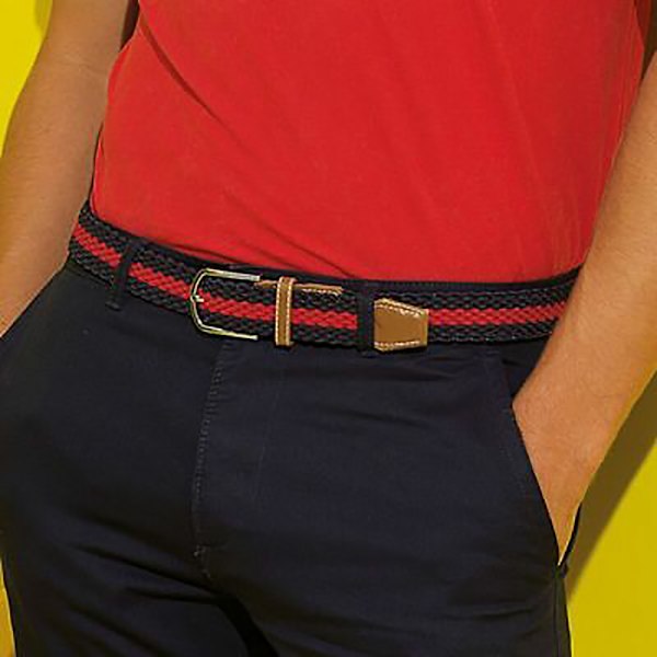 Asquith & Fox Herr Tvåfärgad Randig Flätad Stretchbälte En Storlek Navy/Red One Size