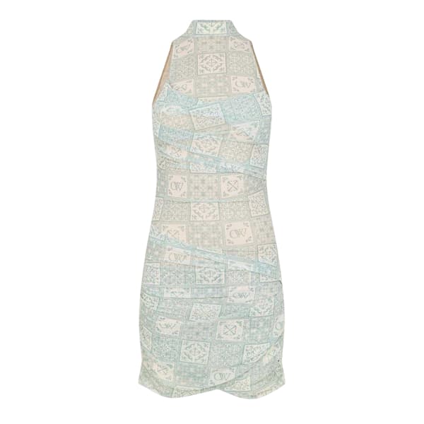 Off White Dam/Dam Tulle Hög Krage Slipklänning 8 UK Blå/ Blue/White 8 UK