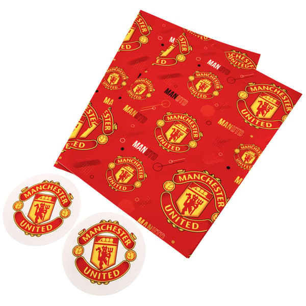 Manchester United FC Text Presentpapper (2-pack) One Size Red/Yellow One Size