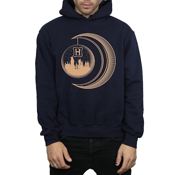 Harry Potter Herr Hogwarts Moon Hoodie M Marinblå Navy Blue M
