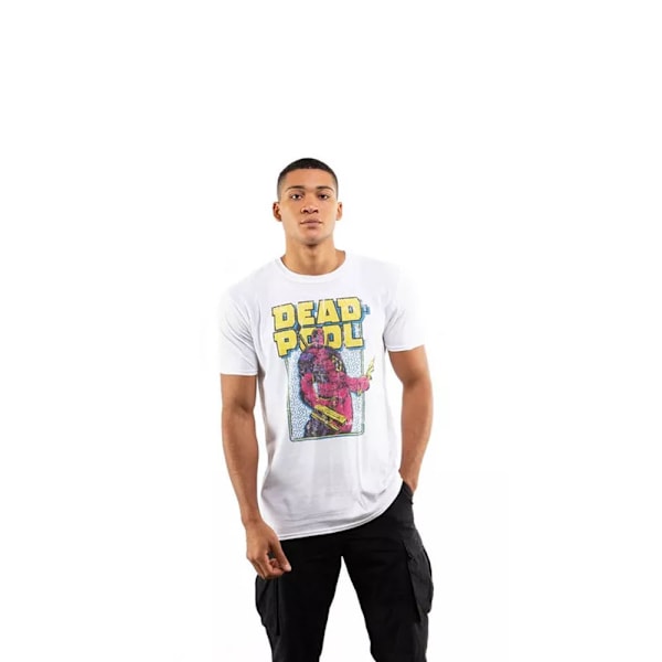 Deadpool Herr T-shirt 90-tal XL Vit/Gul/Röd White/Yellow/Red XL