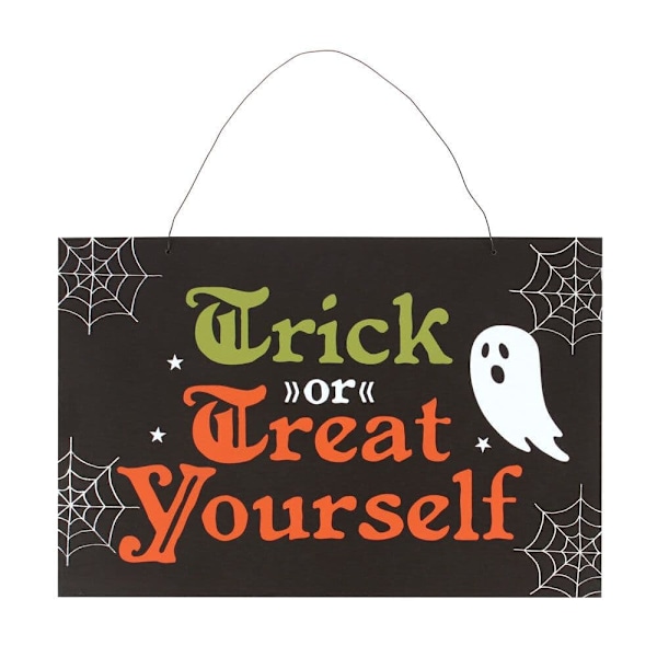 Något annorlunda Trick or Treat Yourself Halloween-skylt Black/White/Orange One Size