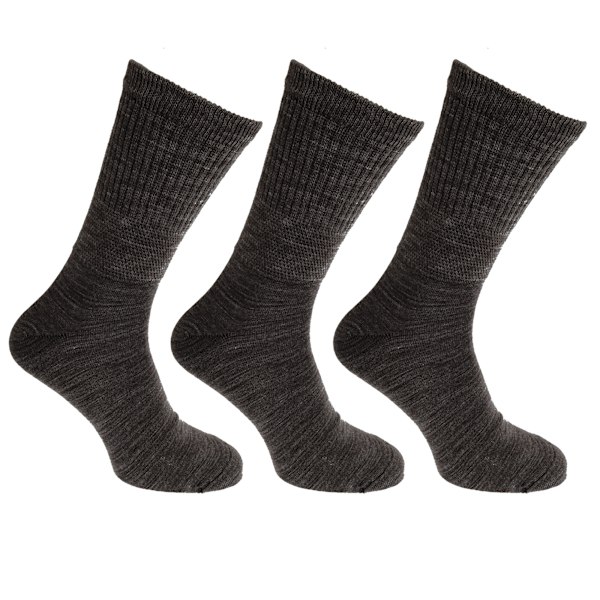 Herr Extra Wide Diabetikerstrumpor i Lammullsblandning (3 par) 6-11 Charcoal 6-11