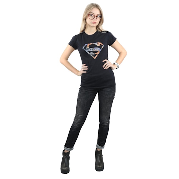 DC Comics Dam/Kvinnor Superman Floral Logo 2 Bomull T-shirt M Black M