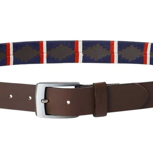 Osprey Herr The Mendoza Geometriskt Mönster Läderbälte 85cm Blå Blue/Red 85cm