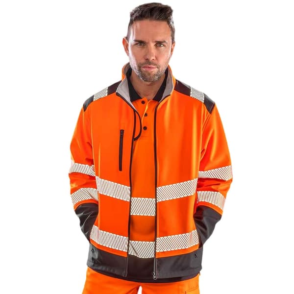 SAFE-GUARD by Result Herr Ripstop Säkerhet Mjuk Skaljacka M Fl Fluorescent Orange/Black M