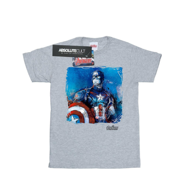 Captain America Mens Art Bomull T-shirt L Sportgrå Sports Grey L