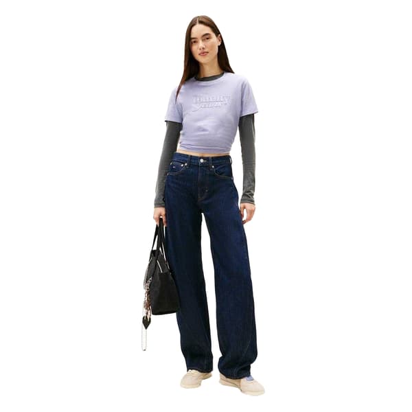 Tommy Jeans Dam/Dam Script Bomull Kort Regular Kortärmad Periwinkle/Dusk 14 UK
