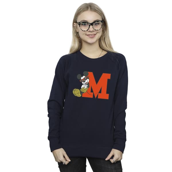 Disney Dam/Kvinnor Mickey Mouse Leopard Byxor Sweatshirt M Navy Blue M