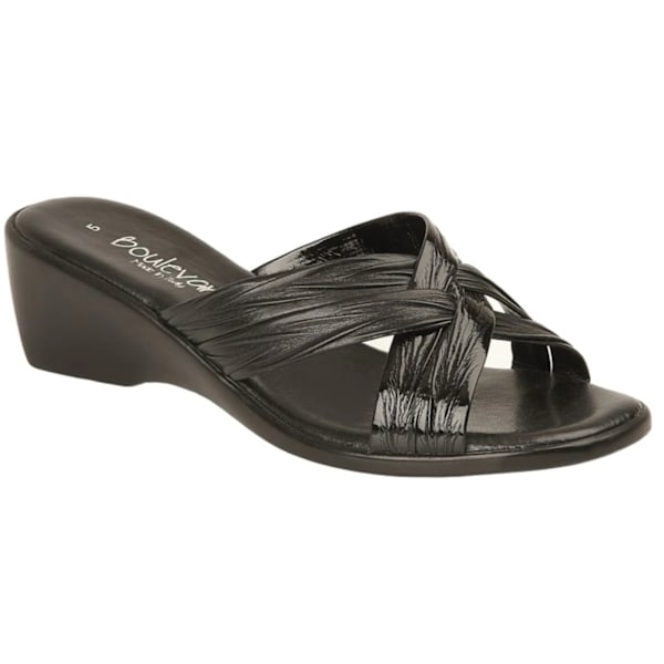 Boulevard Dam/Dam X Over Mule Sandaler 3 UK Svart Matt/Lack Black Matt/Patent 3 UK