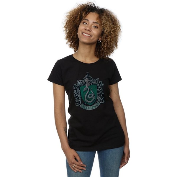 Harry Potter Dam/Kvinnor Slytherin Bomull T-Shirt L Svart Black L