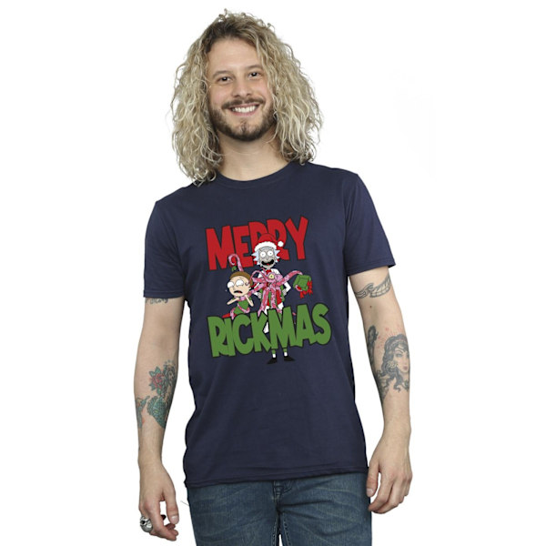 Rick And Morty Herr Merry Rickmas T-shirt 4XL Marinblå Navy Blue 4XL