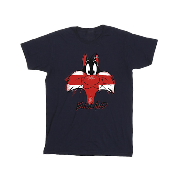 Looney Tunes Boys Sylvester England Face T-Shirt 3-4 år Marinblå Navy Blue 3-4 Years