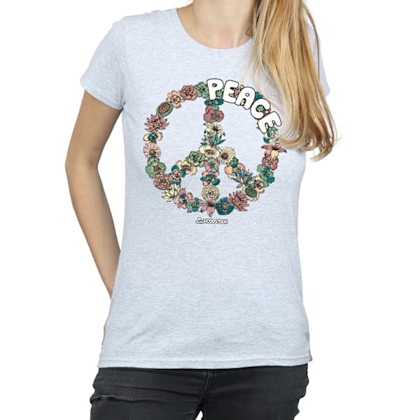 Woodstock Womens/Ladies Floral Peace Bomull T-Shirt S Sports Grå Sports Grey S